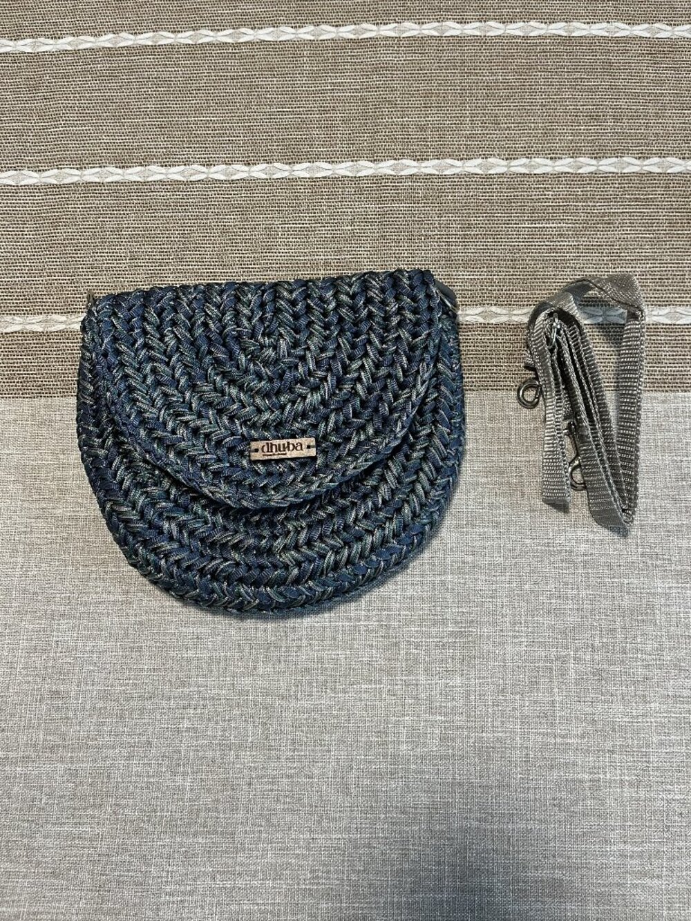 Dhuba Navy Woven Crossbody/Shoulder Bag – Textured & Minimalist